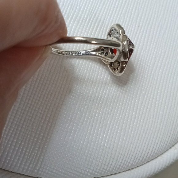 Pandora Vintage Crystalized Floral Fantasy Stirling Silver, Clear & Red Cz Ring - Picture 5 of 7